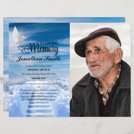 Modèle du programme funéraire White Dove & Sky (Devant / Derrière)