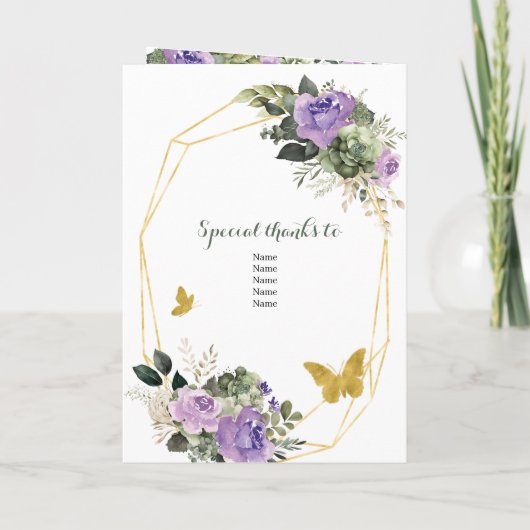 Modèle du programme Sage Green Purple Quinceañera (Dos)