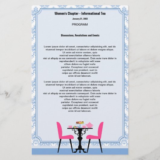 Modèle du programme Tea Party (Dos)