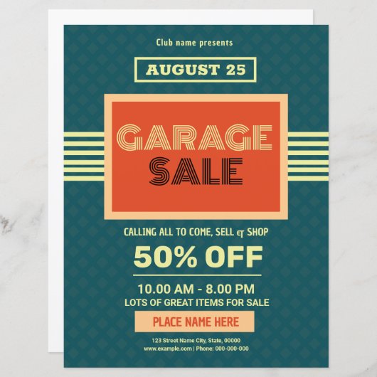 Modèle du prospectus de vente de garage (Devant / Derrière)