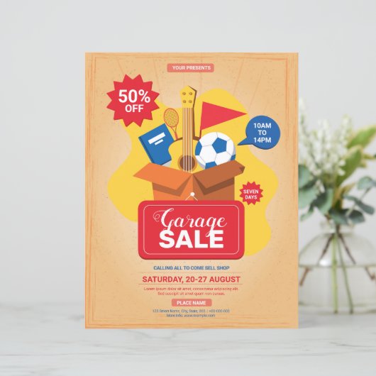 Modèle du prospectus de vente de garage (Debout devant)