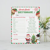 Modèle du questionnaire de Noël Secret Père Noël (Debout devant)