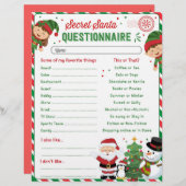 Modèle du questionnaire de Noël Secret Père Noël (Devant / Derrière)