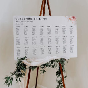 Modèle du tableau de sièges du Mariage fleur sauva
