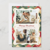 Modèle élégant de carte de Noël 3 photos à carreau (Devant)