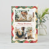 Modèle élégant de carte de Noël 3 photos à carreau (Debout devant)