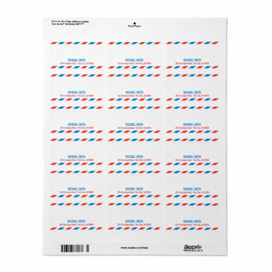 Modèle étiquette Airmail (Feuille entière)