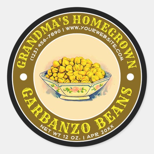 Modèle Étiquette de haricots de Garbanzo (Devant)