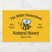 Modèle étiquette de pot de miel avec dessin animé  (Étiquettes simples)