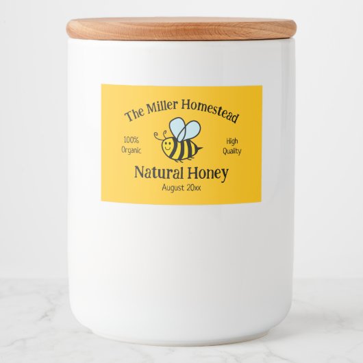 Modèle étiquette de pot de miel avec dessin animé  (Devant)
