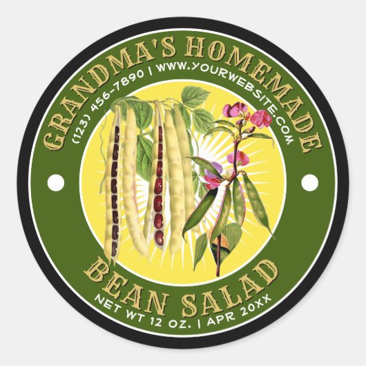 Modèle Étiquette de salade de haricots fait maison (Devant)