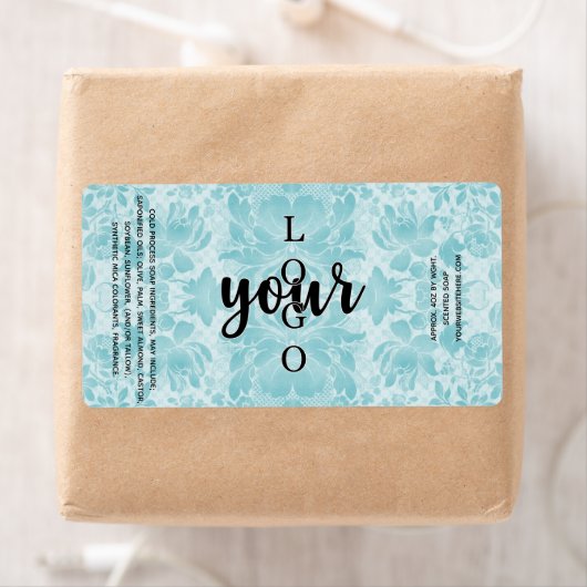 Modèle Étiquette de savon Blue Damask Cold Process (En situation)