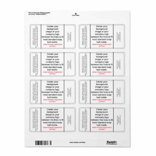 modèle Étiquette de savon do-it-yourself à froid (Feuille entière)