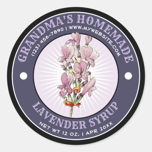 Modèle Étiquette de sirop de lavande maison (Devant)