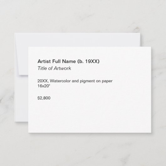 Modèle Étiquette d'exposition d'oeuvres (Devant)