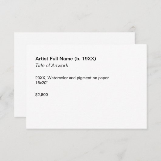 Modèle Étiquette d'exposition d'oeuvres (Devant / Derrière)