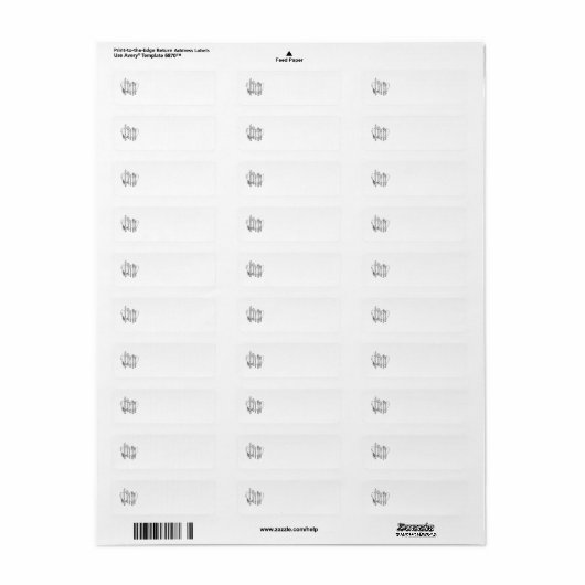 Modèle Étiquette noir blanc Silverware (Feuille entière)