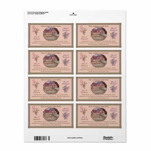 modèle étiquette savon (Feuille entière)