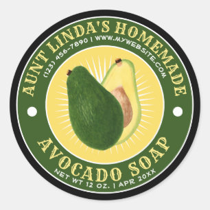 Modèle Étiquette Vintage Avocado Soap fait maison