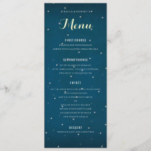 Modèle étoilé de menu de dîner de mariage de ciel