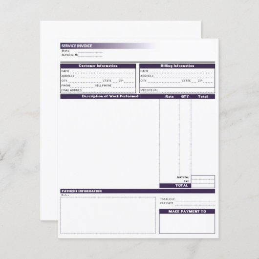 Modèle facture (Devant / Derrière)