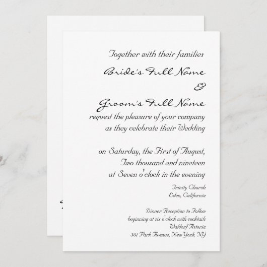 MODÈLE faire-part de mariage (Devant / Derrière)