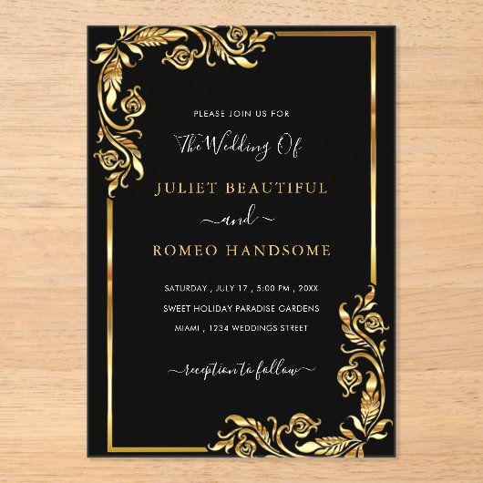 Modèle Faire-part de mariage acrylique noir (Recto)