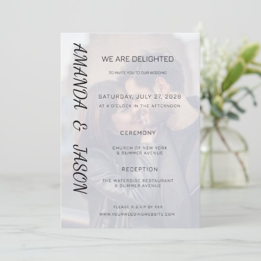 Modèle faire-part de mariage avec emplacements pho (Debout devant)