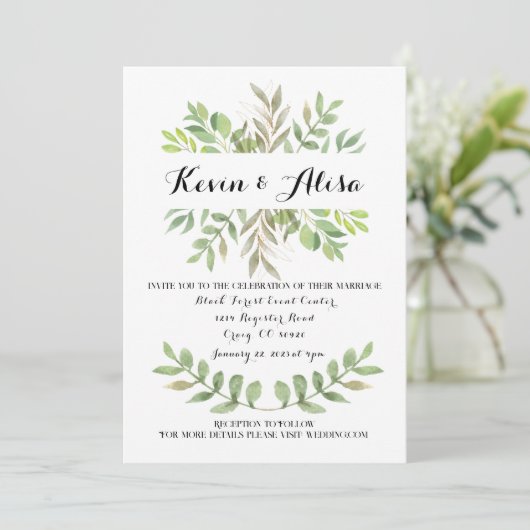 Modèle Faire-part de mariage botanique (Debout devant)