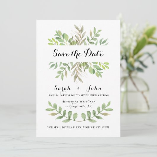 Modèle Faire-part de mariage botanique (Debout devant)