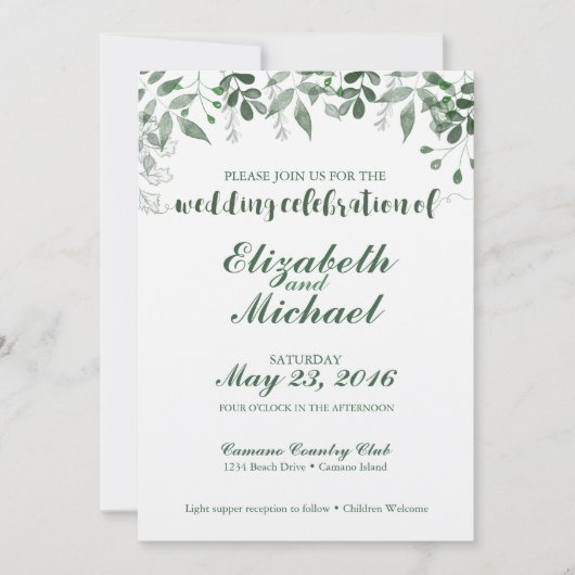 Modèle Faire-part de mariage de verdure (Devant)