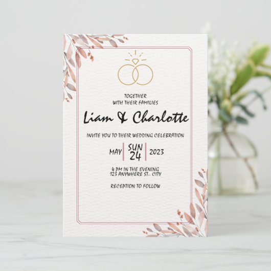 Modèle Faire-part de mariage élégant et intemporel (Debout devant)