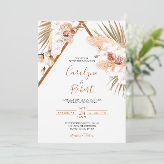 Modèle Faire-part de mariage en terre cuite Boho (Debout devant)