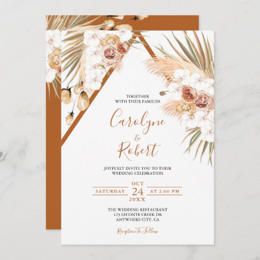 Modèle Faire-part de mariage en terre cuite Boho (Devant / Derrière)