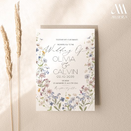 Modèle Faire-part de mariage fleur sauvage