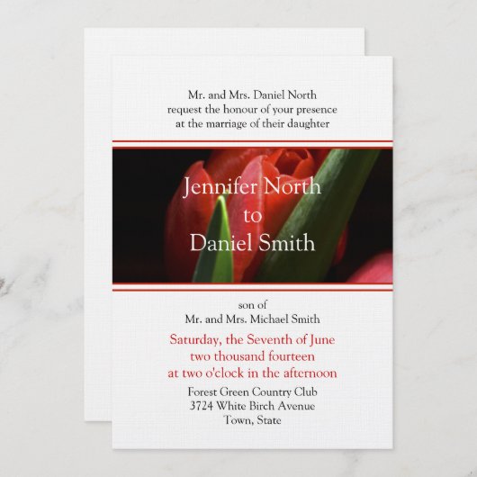 Modèle Faire-part de mariage floral (Devant / Derrière)