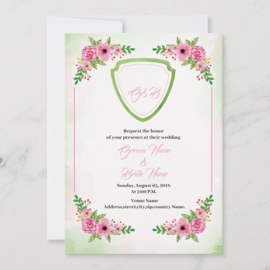 Modèle Faire-part de mariage floral (Devant)