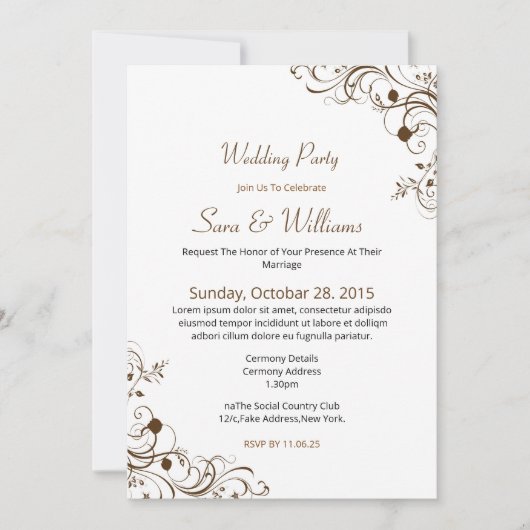 Modèle Faire-part de mariage ornemental (Devant)