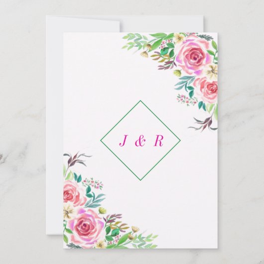 Modèle Faire-part de mariage Rose aquarelle (Dos)