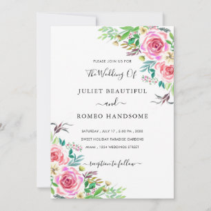 Modèle Faire-part de mariage Rose aquarelle