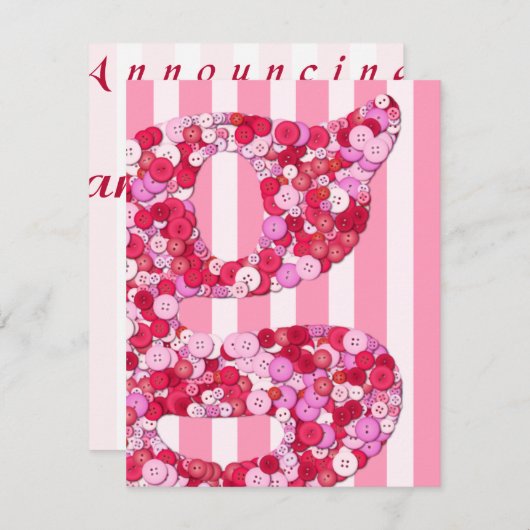 Modèle Faire-part pour fille bébé (Devant / Derrière)