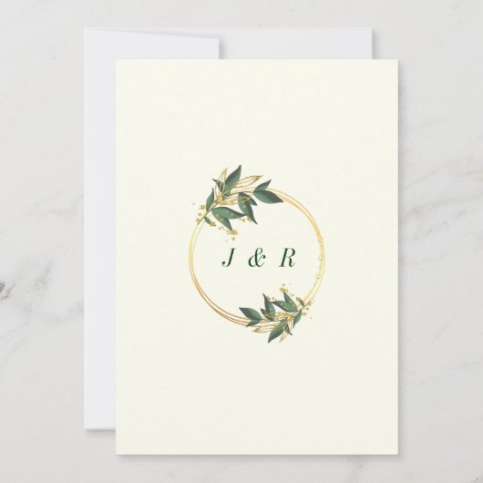 Modèle feuille Gold Faire-part de mariage (Dos)