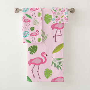 Modèle flamand rose avec Feuilles tropicaux