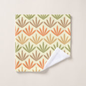 Modèle Floral Abstrait rétro en orange et en olive (Gant de toilette)