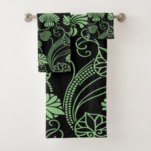 Modèle floral antique noir et vert (En situation)