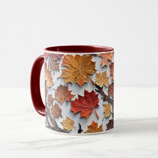 Modèle floral avec feuilles tombés 5 - Mug de café (Devant gauche)