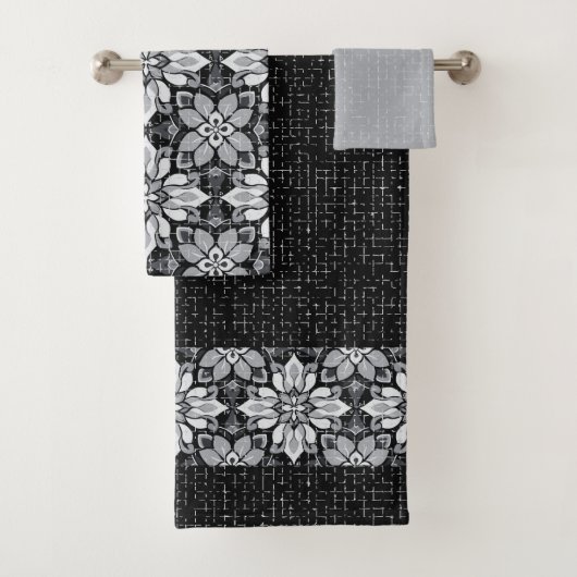 Modèle floral blanc blanc noir moderne (En situation)