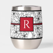 Modèle floral blanc et noir : Monogramme rouge (Arrière)