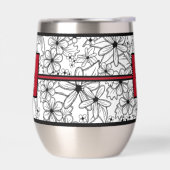 Modèle floral blanc et noir : Monogramme rouge (Gauche)