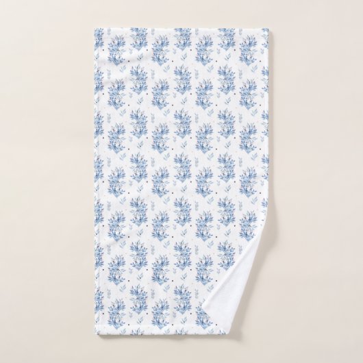 Modèle floral bleu (Serviette à main)